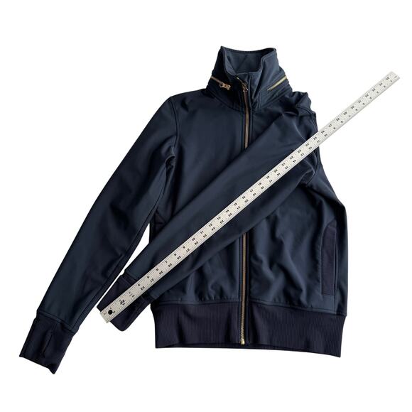 Lululemon Lab Stand Up Collar Zip Away Hood Navy Track Jacket sz 6 - Picture 6 of 9